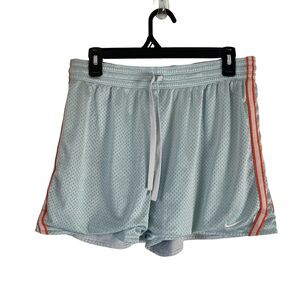 Nike Women's Sky Blue Athletic Shorts with Orange Trim